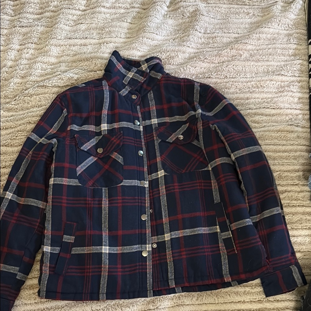 Plaid Button-Up Jacket